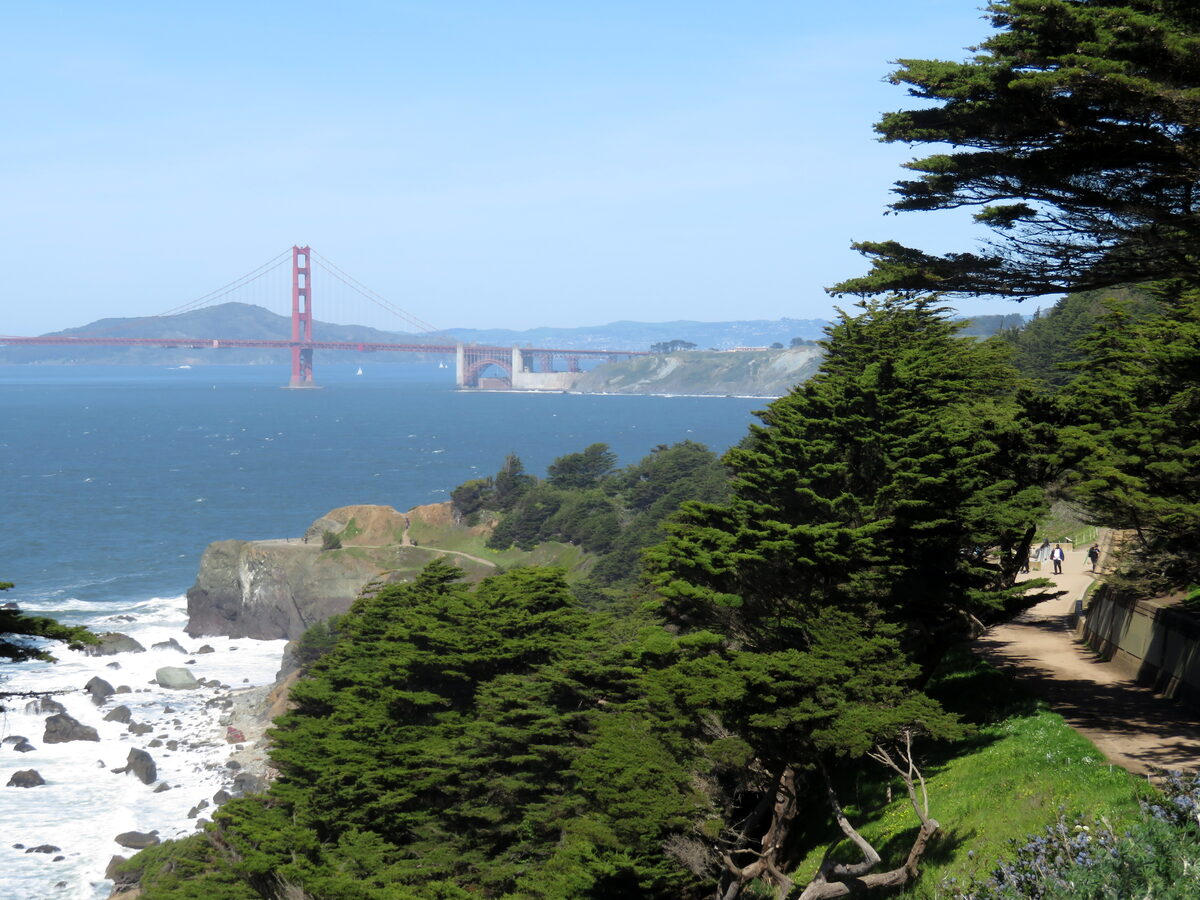 The Coastal Trail at Land&rsquo;s End with the Golden Gate Bridge